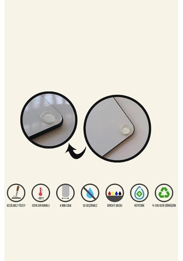 Saban Çam Ağacı Desenli Cam Kesim Tablası  30 x 40 CM