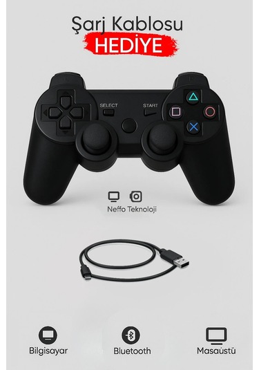 Ps3 Kablosuz Oyun Kolu Şarjlı Bluetooth Gamepad Joystick