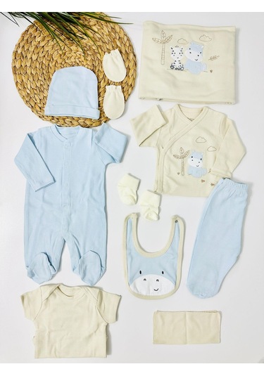 Safari Kaşkorse Organik 10 Lu Hastane Çıkışı Set - Mavi Mavi