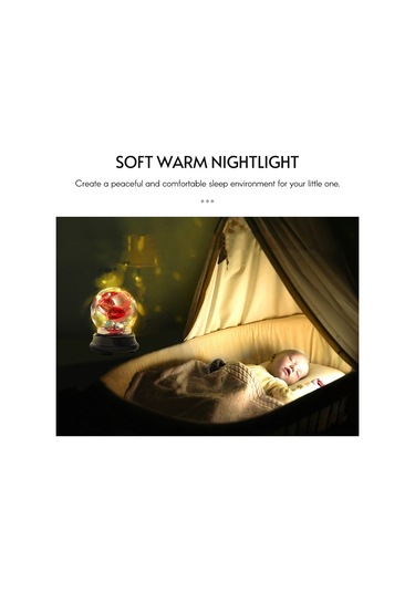 Mufunye Renkli Işık Modlu Cam Kubbede İpek Gül Gece Lambası - Çocuk Odası Dekoru Kırmızı