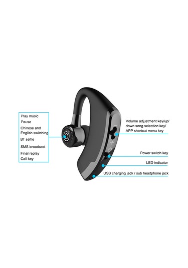 Moveevo Siyah Tek Kulak Bt4.1 Kulaklık - 270 Döner, 10 Saat Konuşma Süresi, Mikrofonlu Gürültü Engelleme, Uzun Pil Ömrü, Fotoğraf Çekimi Kontrolü