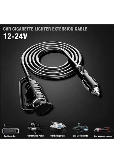 Boatshop1 Tr-29 Araba Uzatma Kablosu 16awg 36m 12ft Erkek Dişe Çıkış Füze Led Işık Şarj Cihazları Lastik Pompaları İçin Kırmızı Siyah Çizgili Dayanıklı İzolasyon