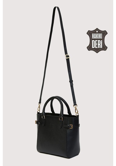 Hakiki Deri Kadın El Çantası Siyah Smr7922 Siyah