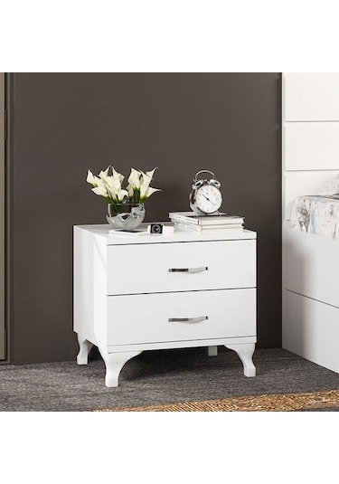AE-2022 London Beyaz 2 Çekmeceli Komodin Şifonyer