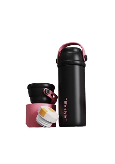 Büyük Kapasiteli Taşınabilir Vakum Yalıtımlı Bardak-siyah