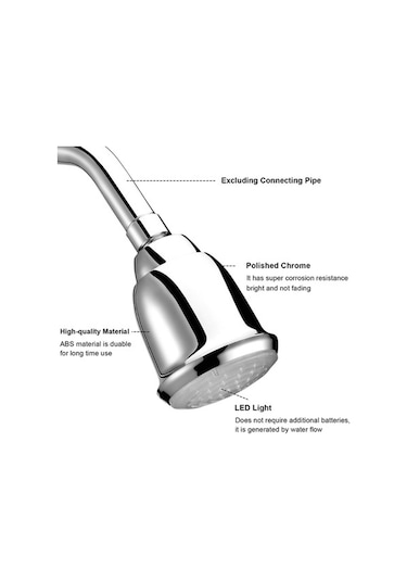 Pazly 3 Renkli Otomatik Işık Değişen Yüksek Basınçlı Yağmur Duş Başlığı, Parlak Krom Banyo Duşu Diğer