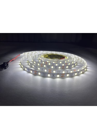 3 Çipli 5 Mt Beyaz Şerit Led + 12V Adaptör Tak Çalıştır Aç Kapa