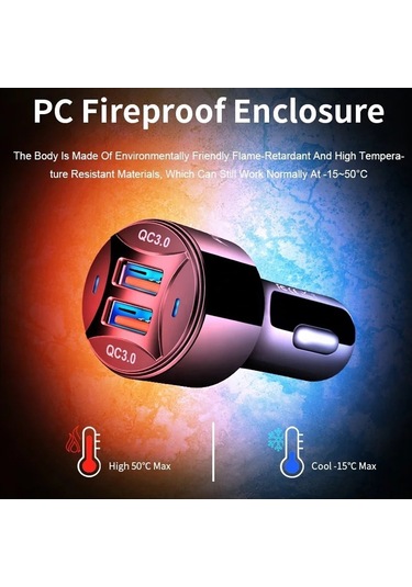 Te-092 36w Çift Qc3.0 Usb Hızlı Araç Şarj Cihazı + Usb'den Mikro Usb Veri Kablosu Seti Siyah