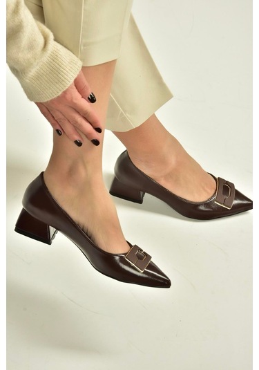 Fox Shoes V820371160 Kahverengi Rustik Kalın Topuklu Kadın Ayakkabı Kahverengi