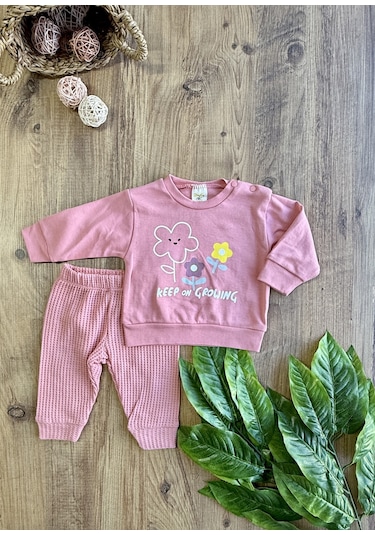 Air Pantolonu Kareli Kız Bebek Pembe