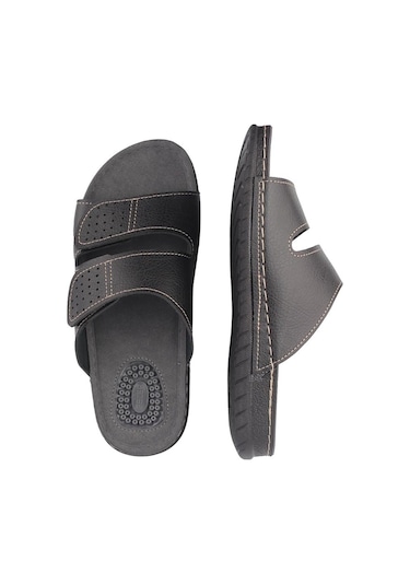 Gezer Yazlık İki Toka Ayarlanabilir Masaj Taban Erkek Terlik (554551866) Siyah