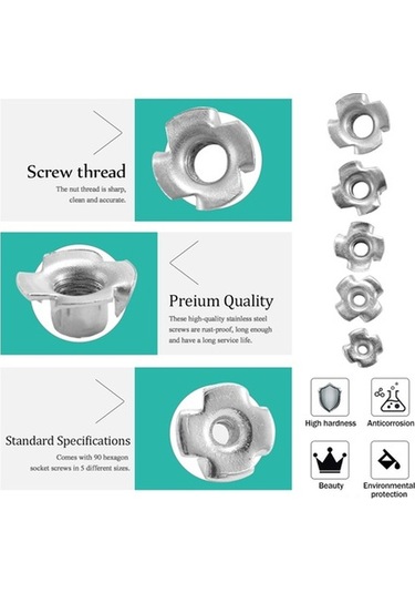 Tongxida 90 Adet Paslanmaz Çelik Vida Seti - 5 Farklı Boyutta Dayanıklı Bağlantı Elemanları