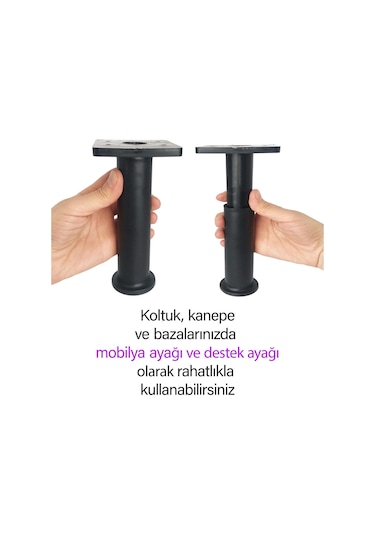 2 Adet Modül Ayarlanabilir Destek Ayağı 15 X 23 Cm Siyah Ayak Mobilya Kanepe Baza Koltuk Ünite Ayakları