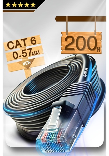 Mn6 M107x 200 Metre İnternet Kablosu/cat6 İki Kat Korumalı Utp 0,57mm/iç Dış Mekan/200m Ethernet Kablosu