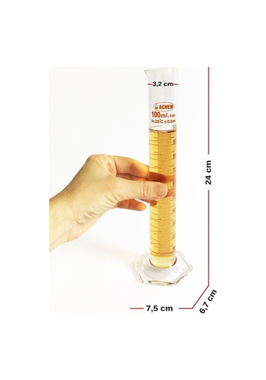 ACHEM 100ml Cam Mezür Uzun Form Kırmızı Skala