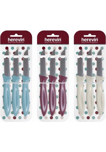 Herevin Nordic Bordo Meyve Bıçağı 3'lü 10 CM Bordo