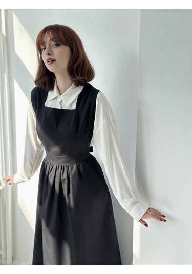 Retrobird Mandy Uzun Midi Boy Jile Elbise Kadın Siyah-13070-siyah Siyah