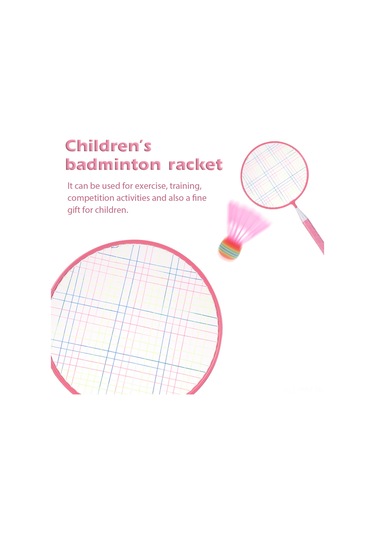Geeksen 3-12 Yaş Çocuklar İçin Antipatlama Deri Saplı Badminton Raketi Seti Pembe, 4 Top + 1 Sünger Top + Çanta