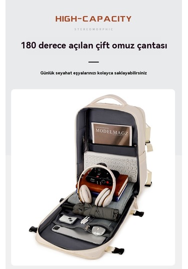 Sırtçantası Kadın Büyük Kapasiteli Çok Fonksiyonlu Sırtçantası Creamy-white