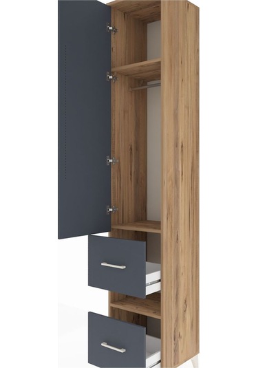 Hyperion Dolap 3 Raflı 2 Çekmeceli Tek Askılı 44x44x243 Çam-a... Çam