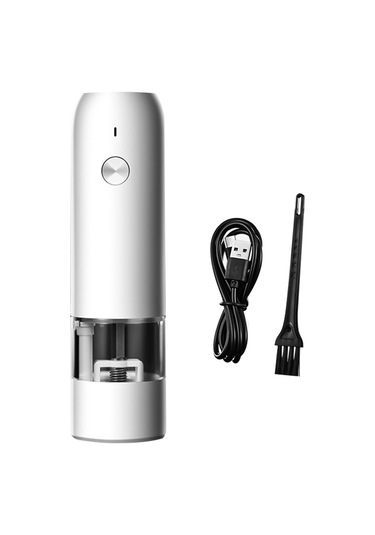 Yifomall Usb Şarjlı 6 Kademeli Baharat Değirmeni - Seramik Bıçaklı, Tuz, Biber, Karabiber İçin Pratik Öğütücü, Beyaz Beyaz