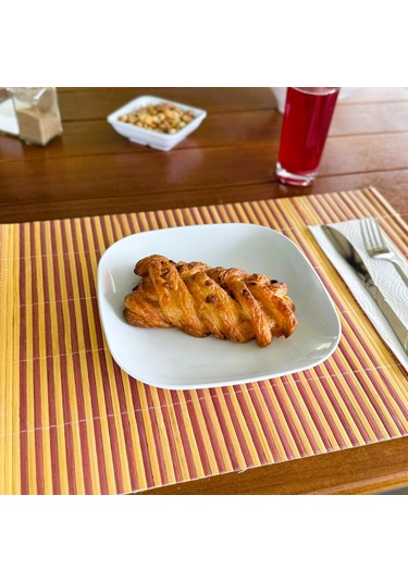 Alezy 593 Göreme Melamin Termostar Kare Servis Tabak 19 Cm Beyaz