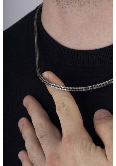 Gümüş Pazarım Tilki Kuyruğu 925 Ayar Gümüş Erkek Zincir Bileklik Kolye Kombini Çok Renkli