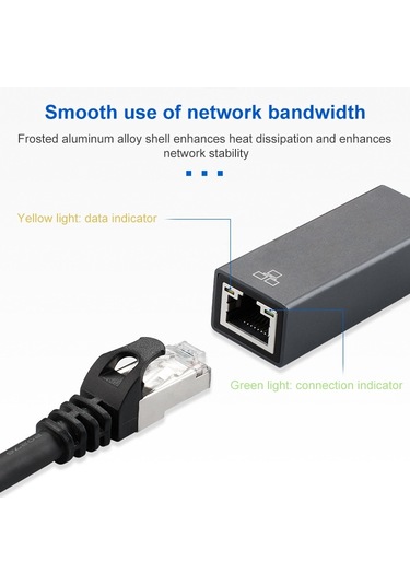 Usb 3.0 Am - Rj45 Gigabit Adaptör Kablosu, Uzunluk: 20 Cm