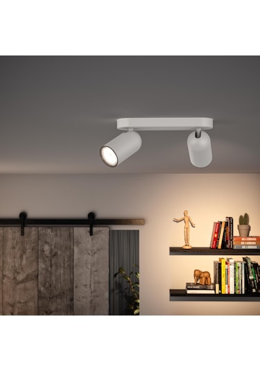 Philips myLiving Pongee Tavan/Duvar 2'li Beyaz Spot Lamba GU10 Duy (Ampul birlikte verilmez)