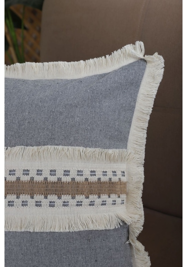 Dnc Home Tekstil Ndchome Gri Antrasit Kalın Dantel Kırlent43 X 43