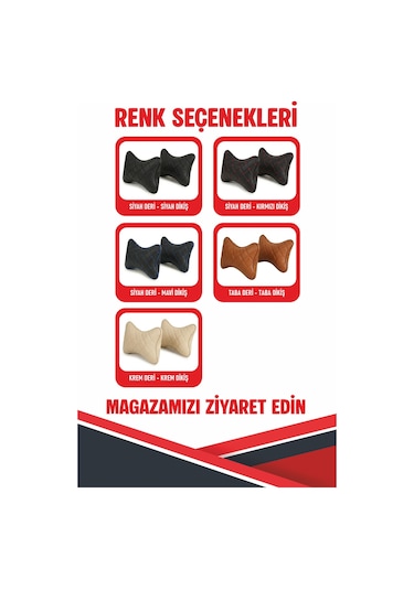 Mg Hs Uyumlu Araç-oto Taba Deri Taba Dikişli Boyun Destek Yastığı