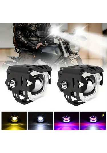 Xuweiwei 2 Adet Motosiklet Led Spot Sis Farları Yüksek Düşük Sürüş Lambası Evrensel Atv Suv Utv