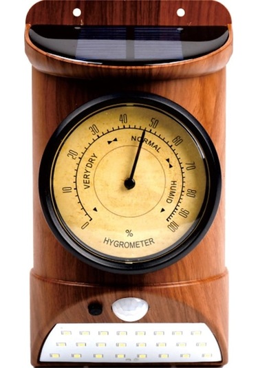 Güneş Enerjili Dış Cephe Lambası: İnsan Algılama + Işık Kontrol, Ip44, Beyaz Işık, Ahşap Desenli Kahverengi, Nem Ve Sicaklık Ölçer Kahverengi Kahverengi