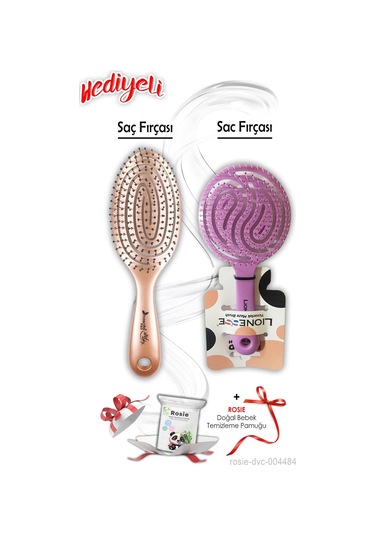 Kahverengi Üç Boyutlu Tarama Fırçası Ve Mor Saç Fırçası Oval Rosıe