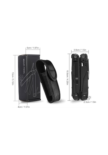 Geeroyoo "ghk11-h Çok Amaçlı Katlanır Pense, 15 Fonksiyonlu Siyah Taktik Edc Alet Seti + Taşıma Çantası"