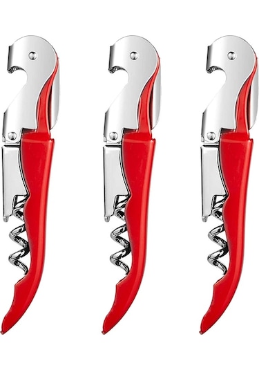 Xınqıus 3'lü Paket Tirbuşon Ağır Hizmet Açacağı Seti, Sıvı Kesici Ve Şişe Açacağı Anahtarı Garsonlar İçin, Ev Kırmızı Çok Renkli