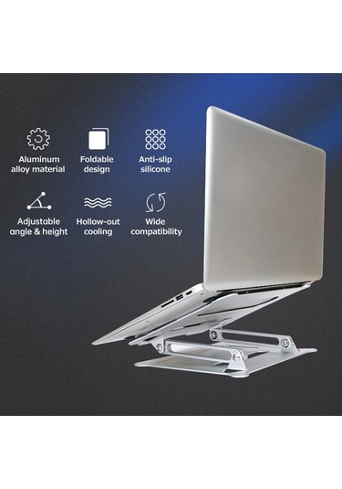 Pazly Dizüstü Bilgisayar Standı, Ayarlanabilir, Taşınabilir, Alüminyum, Kaymaz, Katlanır Stand