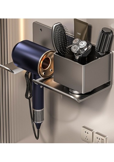 Lichen Saç Kurutma Makinesi Depolama Rafı, Banyo Depolama Rafı, Şeffaf