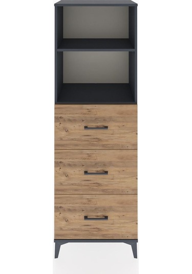 Hyperion Dolap 2 Raflı 3 Çekmeceli 60x44x182 Antrasit-çam Antrasit