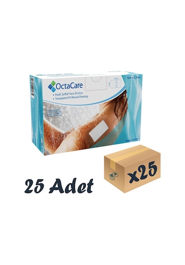 Octacare Şeffaf Pedli Su Geçirmez Yara Örtüsü 5 CM x 7.5 CM 25 Adet Steril Tekli Paket