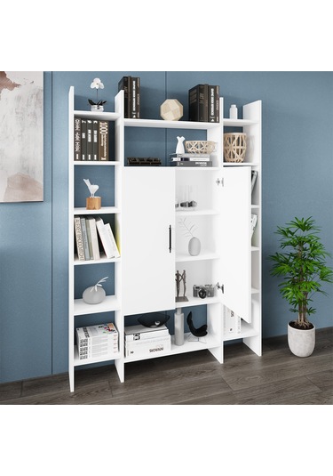 Kalender Dekor İsmar-130 Raflı Kapaklı Kitaplık İsm01
