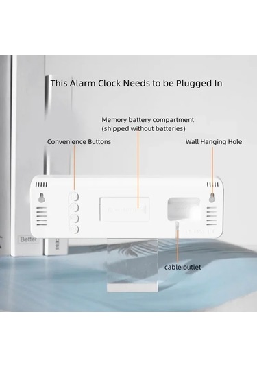Zilinn 9 İnç Büyük Dijital Duvar Saati Usb Powered Temp Nem Hafta Otomatik Dimmer Dst Masa Saati 12/24h Elektronik Led Çalar Saat Beyaz Kabuk Mavi Işık-36 Çok Renki