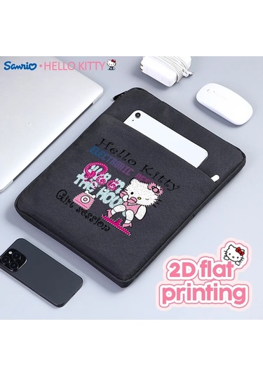 Honeybeeshop Sanrio Hello Kitty 35 56 Cm Siyah Laptop Kilifi Ve Cantasi Blingy Retro Tasarim Siyah