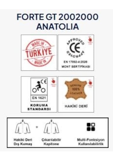 Fortegt Anatolıa Hakiki Deri Mont, Beden:2xl, Forte Gt 2002000 Siyah