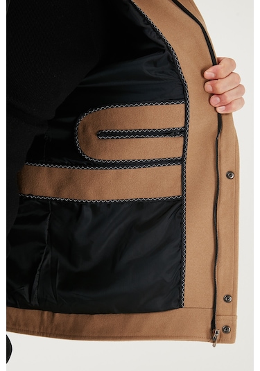 Buratti Slim Fit Ceket Yaka Astarlı Kaşe Erkek Kaban 58400347 Camel