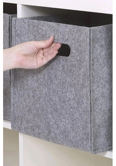 Gri Keçe Organizer Çok Amaçlı Dolap İçi Düzenleyici Kare Gri