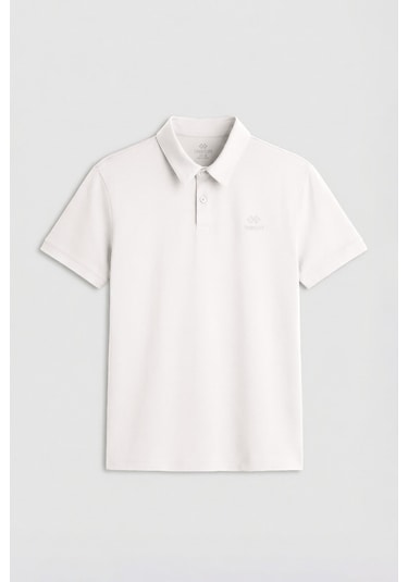 Tommylife Tommy Life Ekru Basic Logolu Standart Kalıp Triko Polo Yaka Erkek T-shirt - 87748 Ekru
