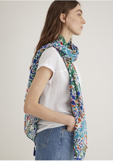 Mavi - Yeşil Şal 1911130-82948 Yeşil