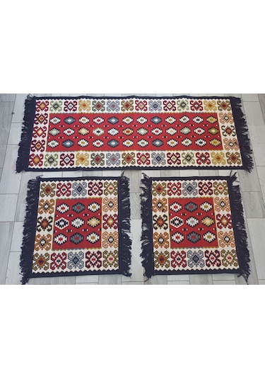 Oto Koltuk Üstü Kilim 45x50 50x130cm 3'lü Set