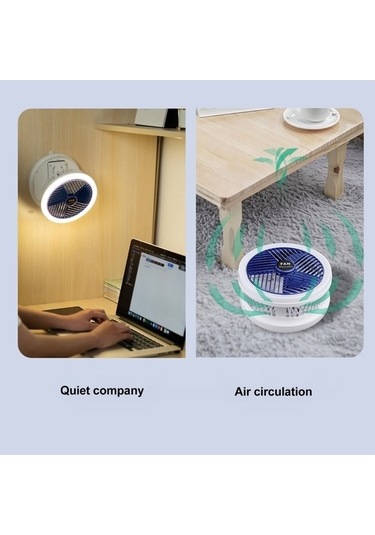 Ebitda Taşınabilir Katlanır Masaüstü Vantilatör - 4 Hız Ajust. Gece Lambası - Type-c Şarj - Beyaz